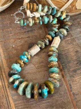 Royston Turquoise & Deer Antler Necklace